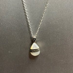Marcasite Mother of Pearl and Sterling Silver Pendant